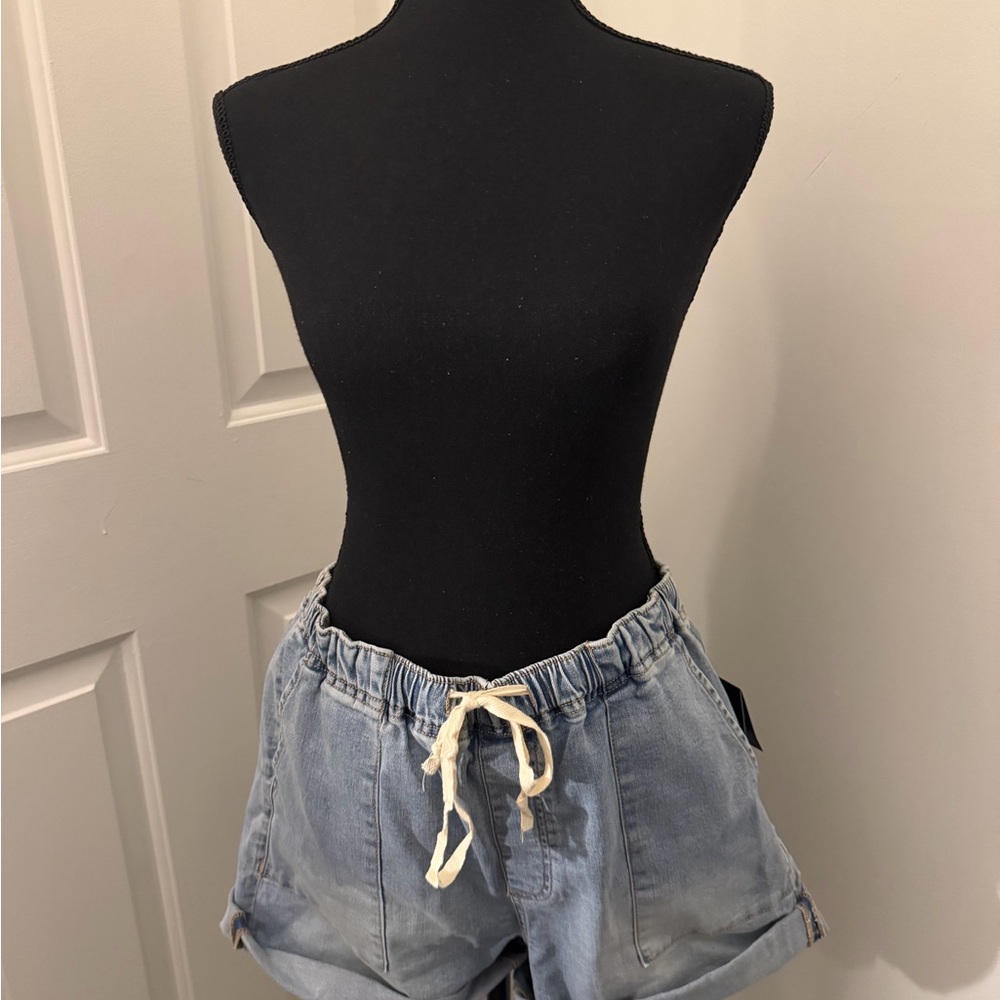 Casual Light Blue Women's Jean Shorts - Picture 2 of 5